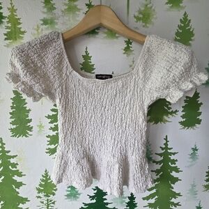 Almost Famous Cream Textured Top